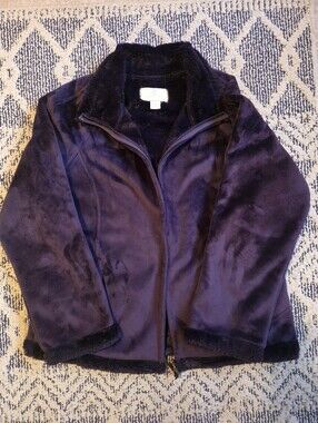 GreenTea Plush Faux-Shearling Jacket in Deep Purple